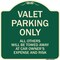 Signmission Designer Series-Valet Parking All Others Will Be Towed Away Car Owner, 18" x 18", G-1818-9873 A-DES-G-1818-9873 - alternate 1